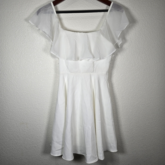 Lulus Size Small White Off The Shoulder Mini Skater Swing - Picture 5 of 9